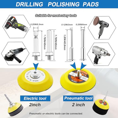 275PCS 2Inch Sanding Discs and Drum for Dremel Tool Accessories 80-5000 Grit Hook and Loop Sandpaper with 1/4" 1/8" Shank Sanding Pads Used for Resin/Rock/Making Jewelry Polishing - size: 2Inch-KIT