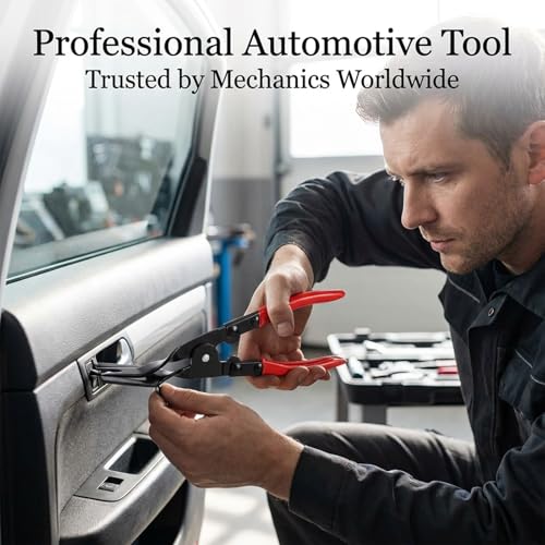 Automotive Panel Clip Pliers - Car Panel Upholstery Trim Clip Removal Tool Plier, Interior Clip Fastener Rivet Push Pin Panel Pliers, Repair Tool for Car Vehicle Dashboard Clip Remover Plier - color: Red