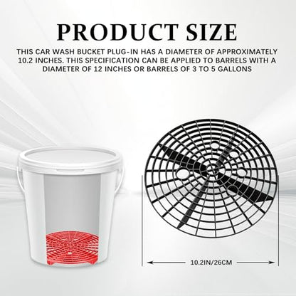 2PCS Car Wash Bucket Insert, Car Detailing Bucket, Dirt Guard Bucket Insert Helps Remove Dirt Debris Washing Kit, Detail Grit Trap Filter Cleaning Tool Fit 12Inch Diameter or 3-5 Gallon Bucket