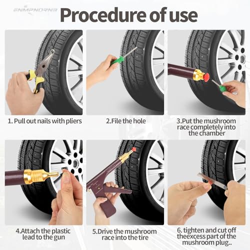 Mushroom Shaped Tire Repair Insert Plugs, 90PCS Tire Repair Tools for Tubeless Tires, Professional Puncture Fix for Car, Truck, SUV and Motorcycle - size: 90pcs big