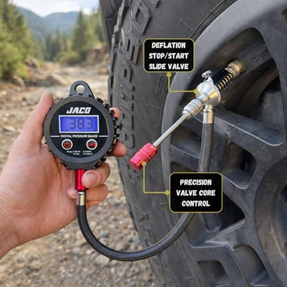 JACO Lightning RX4 Digital Tire Deflator with Gauge | Rapid Quick-Connect Off Road 4x4 Air Down Tool