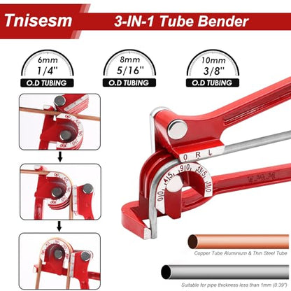 Tnisesm 3/16 Inch+1/4 Inch Brake Line Flaring Tools kit Include Copper-Plated Brake Lines with Upgrade 44Pcs Fitting Brake line Bender Single Flare Tool,Cutter 3/16Inch Brake line kit - style: 3/16 + 1/4 Brake Line Kit with Tube Bender