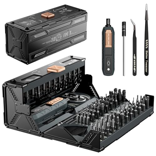Precision Screwdriver Set with 21 Kinds of 160 Magnetic Bits, JAKEMY Multi-Bits Professional Laptop Screwdriver Repair Kit for Most Electronic Devices, Watch, Xbox, Console, Glasses, Doorbell, DIY - color: Fo168 - 180 in 1