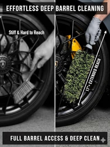The Ultimate Wheel Tire Cleaning Brush, Ergonomic Long Handle Wheel Scratch-Free Auto Detailing Brushes for Cleaning Wheels Tires, Exhausts & Delicate Surfaces Car Detailing Kit