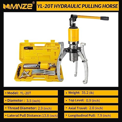 Hydraulic Gear Puller Kit 20 Ton Hydraulic Capacity Puller 2 or 3 Jaws Bearing Pulling Hub Separator Hydraulic Puller Separator Tool Kit Set for Drawing Machine Pulling Hubs Gears Flanges