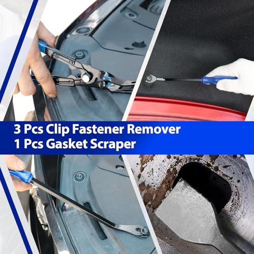 Keze 17 Pcs Hook and Pick Set Auto Trim Removal Tool Kit,Clip Plier Remover Tool Gasket Scraper Telescoping Magnetic Pickup Tool for Automotive Repair and Car Body Door Panel Fastener Removal - color: Blue-17 Hook and Pick Set