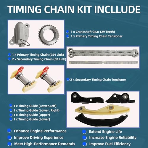 Timing Chain Kit with Water Pump & Camshaft Holding Tool with Timing Alignment Holder Tool Kit For Ford Edge Explorer Flex Taurus Mustang Lincoln MKS MKX 3.5L 3.7L V6 2011-2019 BL3Z-6268-A 303-1248