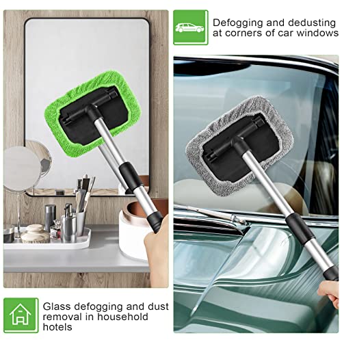 Tallew 2 Sets Windshield Cleaner Tool Car Window Cleaning Wash Kit with Detachable Handle 6 Microfiber Pads and 2 Spray Bottles Inside Windshield Cleaner Tool for Auto Glass Cleaning