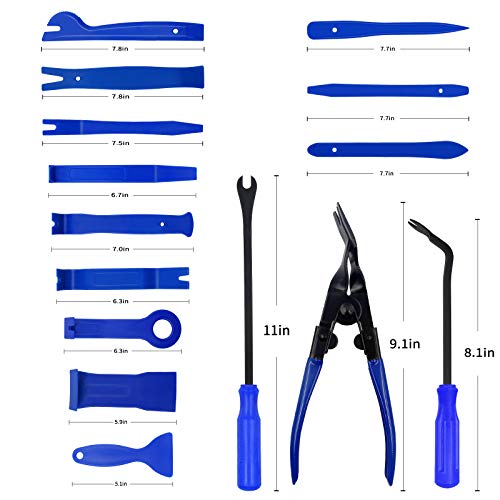 Trim Removal Tool Kit, 200PCS AutoTrim Removal Set, Plastic Panel Fastener Removal Tool, Car Trim Removal Kit for Car/Trim/Panel/Door/Audio/Auto Clip Pliers/Terminal Removal Tool Kit (Blue) - color: Blue -200PCS