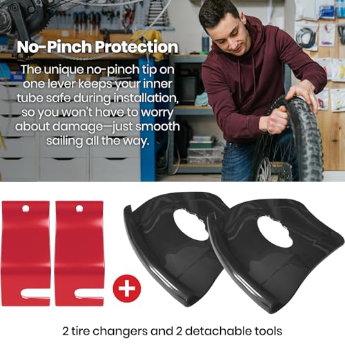 (2-Pack) Calvana Motorcycle Tire Bead Installation Holder Hook with 2 Detachable Tools, Dirt Bike Tire Installation and Changing Tools, Compatible with CRF, CR, KXF, KX, YZF, YZ, RM, RMZ - Red