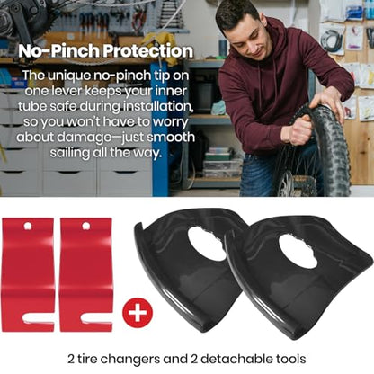 (2-Pack) Calvana Motorcycle Tire Bead Installation Holder Hook with 2 Detachable Tools, Dirt Bike Tire Installation and Changing Tools, Compatible with CRF, CR, KXF, KX, YZF, YZ, RM, RMZ - Red