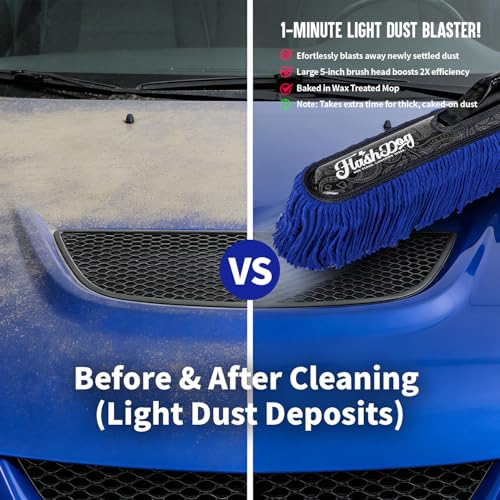 Flash Dog Car Duster Exterior - 25" Wood Handle | Wax Cotton Hair Scratch Free Cleaning for Cars/SUV/Truck/RV Roofs & Windshields | Waterless Dust & Pollen Remover - color: Brown