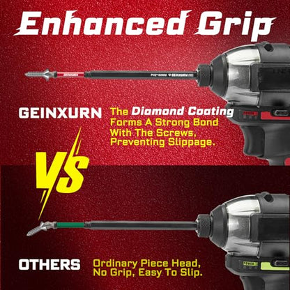 Geinxurn 6Pcs Diamond Coated Impact Screwdriver Bit Set, 6 Inches #2 Phillips Power Driver Bits, Magnetic S2 Steel PH2 Screwdriver Bits Set with Tubes Package - style: 6"-PH2-6PC