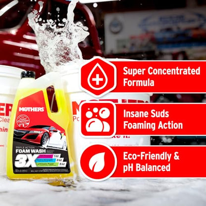 Mothers Triple Action Foam Wash, 100 oz. (05610) | pH Balanced, Eco-Friendly, Super-Sudsy, Foam Cannon, Won't Stripping Wax, Sealant or Coating, Super Concentrated - size: 100 Fl Oz (Pack of 1)