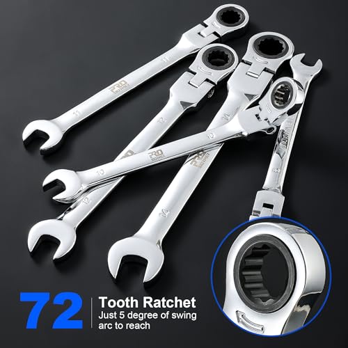 Prostormer 14-Piece Metric Flex-Head Ratcheting Wrench Set | 6-19mm Ratchet Combination Wrenches Kit, 72-Tooth, Cr-V Steel, Organizer Tool Box - style: 14-Piece Metric