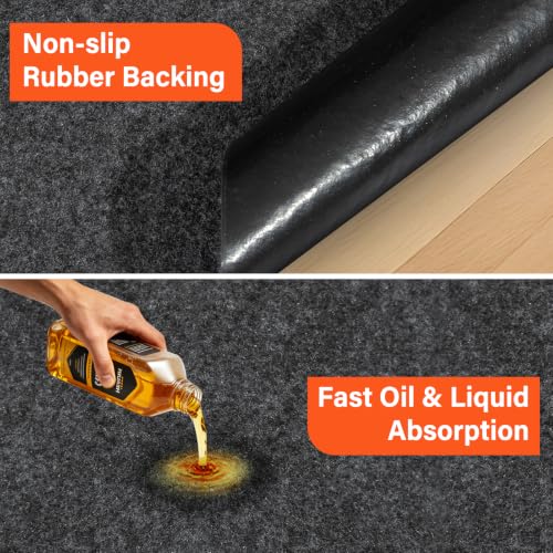 36 x 60 Inch Oil Spill Mat | Absorbent Oil Pad for Car Oil Leaks, Anti-Slip Rubber Garage Floor Mat