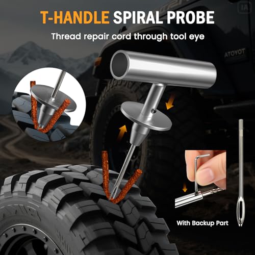 ORCISH Heavy Duty Tire Plug Kit - 70pcs All-in-One Universal Tire Repair Kit for Tubeless Flats, Emergency Tire Patch Kit for Car, Truck, SUV, ATV, Motorcycle, Trailer & RV - size: 70 Piece Set