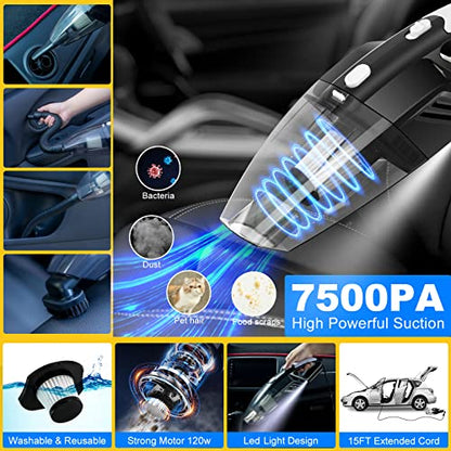 39Pcs Car Cleaning Wash Kit Interior Detailing Cleaner Kit with High Power Handheld Vacuum, Brush Set, Windshield Tool, Duster, Towels, Tire Brush, Complete Car Care Tools, Blue - color: Blue, size: 39Pcs