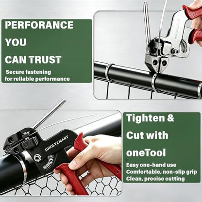 155PCS Heavy Duty 304 Stainless Steel Cable Tie Gun Kit, Includes 150PCS Metal Zip Ties(3 Sizes), Self-Locking, UV & Corrosion Resistant, for Fence, Exhaust Pipe, Chicken Coop, Farm Use (Red)