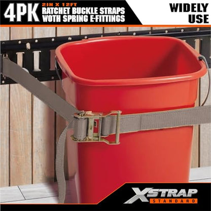 XSTRAP STANDARD 4-PK 2" x 20' E-Track Heavy Duty Ratchet Tie Down Straps | 4,400lbs Break Strength Cargo Securement Straps for Trailers, Trucks, Vans & Motorcycles with Spring Fittings (Blue) - size: Blue-4PK-20FT