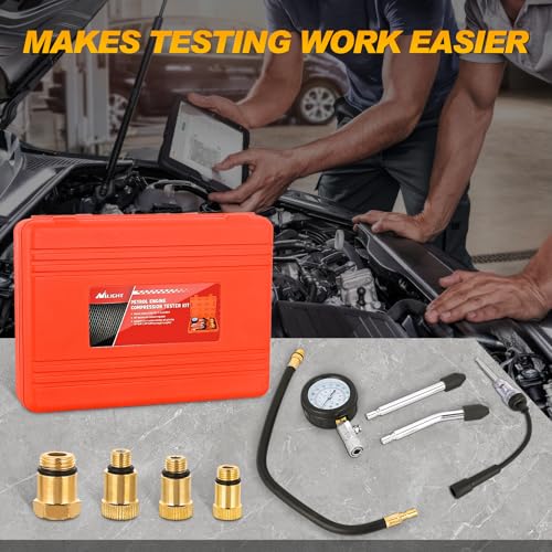 Nilight Compression Tester with Spark Plug Tester, 9PCS Petrol Gas Engine Cylinder Pressure Gauge 0-300 PSI Automotive Tool Set for Cars Trucks Motorcycles - color: 9pcs