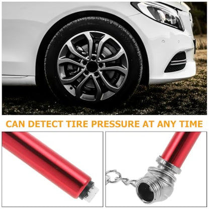 Mini Metal Tire Pressure Gauge Pen with Tread Depth Gauge and Built-in Deflator Valve for Cars and Bikes