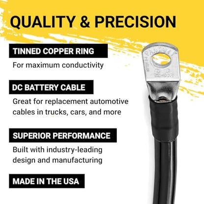 Spartan Power Black 5 Foot, Battery Cable, Negative Only 3/8" M10 Made in USA - color: 1/0 AWG-BLACK-3/8", size: 5-FT