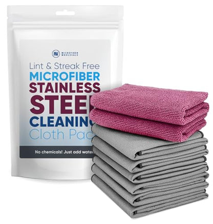 Claro Stainless Steel Cleaning Cloth 8-Pack – Clean Appliances, Fridge Sinks with Just Water (No Chemicals) | Streak-Free, Spot-Free, Scratch-Free Microfiber | Restores Factory Shine, Home Commercial - style: Stainless Steel Cleaning Pack
