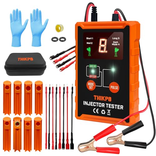 Universal Fuel Injector Tester and Cleaner Tool Kit, DIY Cleaning Tool Kit | with 8 Size Cleaning Adapters, 8 Pulse Modes, 4 Wires Dual Channel for 2 Fuel Injectors Simultaneously Test, 12V/5V Output