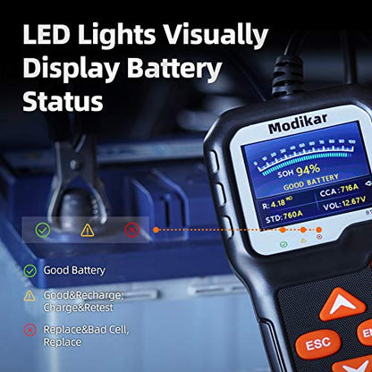 BT705 Car Battery Tester 6V 12V Load Tester, 100-2000 CCA Automotive Alternator Tester for Instant Charging & Cranking Diagnosis - style: BT705 6V