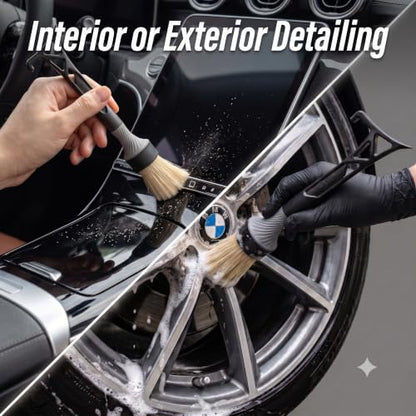 Detailing Brush Set 3 in 1 Patent Pending in House Design from Proper. Detail Automotive Interior or Exterior, get Professional Results with Proper Detail Brushes Car Detailing - 3 Pack - color: 3 Pack - Multi