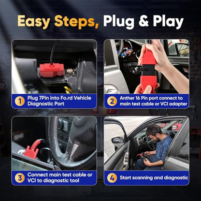 Autel 7 Pin OBD1 to OBD2 Adapter Cable for Ford, 7Pin OBD1 to 16 Pin OBD2 Diagnostic Cable, Fit for Ford Vehicles with 7Pin Port, Work with Scan Tool and Code Reader