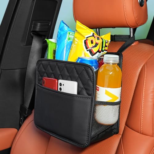 FrgKbTm Car Seat Back Organizer, Waterproof Car Backseat Organizer with Cup Holders Large Capacity Hanging Car Storage Bag for Phones Documents Cups Bottle Travel Compatible with Most Vehicles - color: Black C