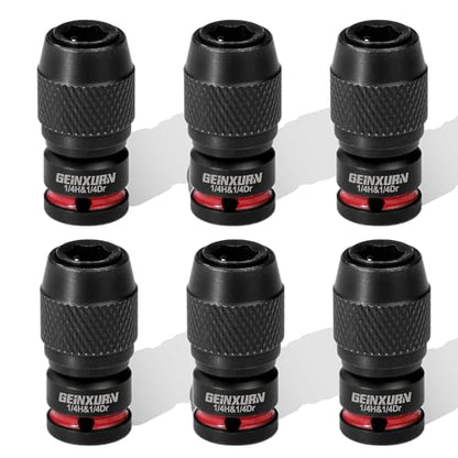 Geinxurn 6PCS Impact Screwdriver Bit Holders, 1/4-Inch Square Drive to 1/4-Inch Quick Release Hex Socket Adapter for Impact Wrench - size: 6pcs