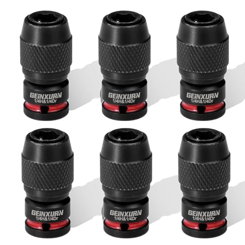 Geinxurn 6PCS Impact Screwdriver Bit Holders, 1/4-Inch Square Drive to 1/4-Inch Quick Release Hex Socket Adapter for Impact Wrench - size: 6pcs