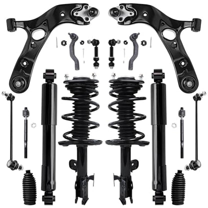 Detroit Axle - Front End 16pc Suspension Kit for 2006-2012 Toyota RAV4 | 2 Ready Struts 2 Lower Control Arms 4 Tie Rods 4 Front Rear Sway Links 2 Rear Shock Absorbers 2 Boots Replacement [2.4L 2.5L] - size: 16ACQS2500686/Big Kit