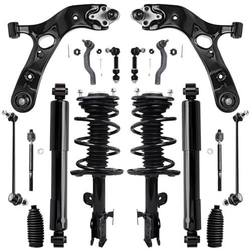 Detroit Axle - Front End 16pc Suspension Kit for 2006-2012 Toyota RAV4 | 2 Ready Struts 2 Lower Control Arms 4 Tie Rods 4 Front Rear Sway Links 2 Rear Shock Absorbers 2 Boots Replacement [2.4L 2.5L] - size: 16ACQS2500686/Big Kit