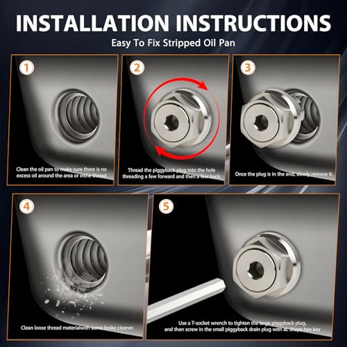 M12.1x1.75-15 Magnetic Oversize Piggyback Oil Drain Plug, Stainless Steel Self Tapping Oil Pan Thread Repair Kit - size: M12.1x1.75-15mm