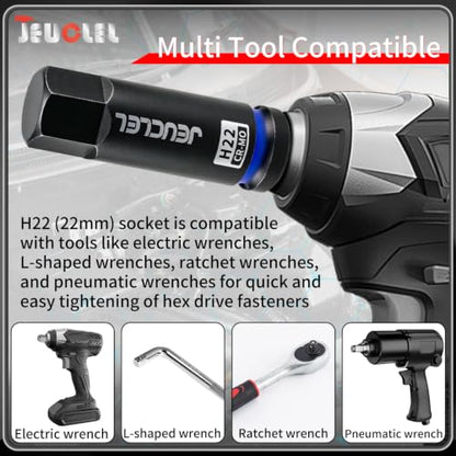 22mm Hex Impact Bit Socket, H22 1/2" Drive Allen Socket, Cr-Mo | 3-Inch, Lengthen Hex Screwdriver Adapter for Electric Ratchet Wrenches Fastening Screws, Socket Wrench, Head Drill - size: 1PC | H22 22MM