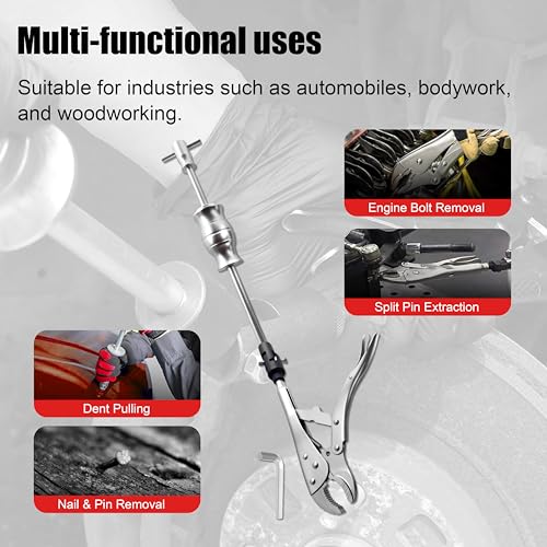 SGT Locking Pliers Slide Hammer Set, Vise Grip Slide Hammer Puller Set | 9.8 in Locking Pliers 2 lb Slide Hammer With Quick Release Swivel Connector, Removing Nails Bolts Pins Seals and CV Axles