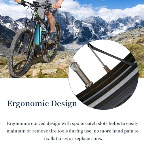 Huakaile Bike Tire Levers Tyre Spoon Stainless Steel Changing Tool for Changing Road & Mountain Bike Tubes Premium Bicycle Accessories with Hook Repair Tire Tool - color: Black