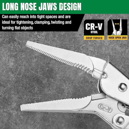SK 9.5" Long Nose Locking Pliers, Vice Grips, Premium CR-V Steel | Vise Grip Pliers, Nickel-Plated Finish, Ergonomic Anti-slip Handle, Ideal for Welding or Assembly - size: 9.5"