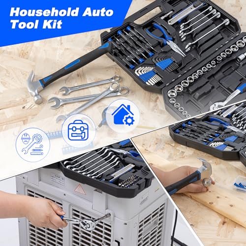 Prostormer 200-Piece Hand Tool Set, General Home and Auto Repair Kit | Assorted Tools with Portable Toolbox for Mechanical Repair, DIY, Home Maintenance