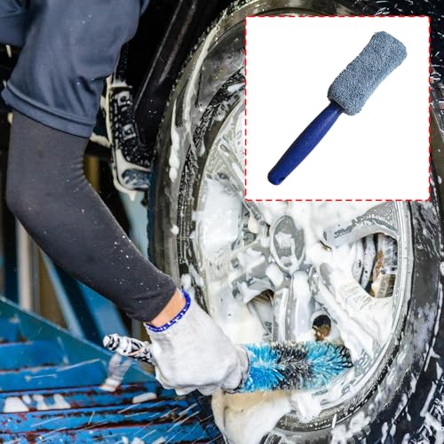 Non Abrasive Wheel Tool with Short Handle Soft Bristles for Alloy Rim Brake Dust Removal Wheel Cleaner Brush - color: Oh!