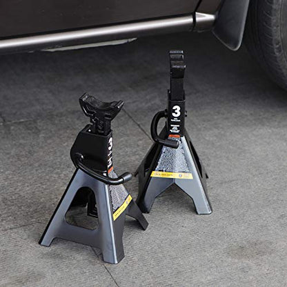 Torin AT43202B Steel Jack Stands: 3 Ton (6,000 lb) Capacity, Black, 1 Pair - style: Jack Stand