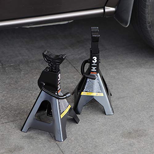 Torin AT43202B Steel Jack Stands: 3 Ton (6,000 lb) Capacity, Black, 1 Pair - style: Jack Stand