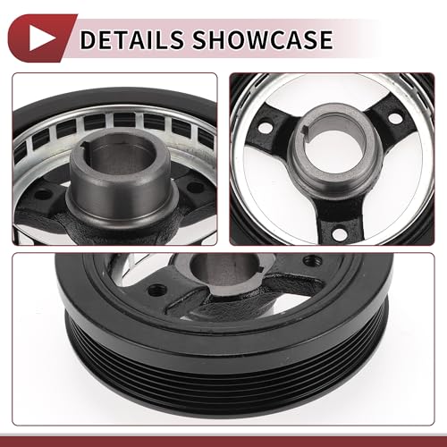 1 Pc Engine Harmonic Balancer Crankshaft Pulley for Pontiac Montana 1999-2005 Harmonic Balancer Pulley Crank Pulley 6 Groove No.24504609 Black Aluminum Alloy