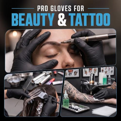 HEAVY DUTY 6 Mil Nitrile Black Gloves Disposable Latex Free Rubber Cooking Cleaning Food Prep Tattoo Gloves 1000PCs - size: Small
