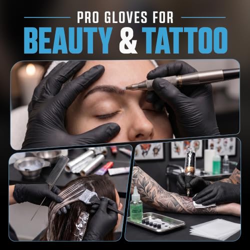 HEAVY DUTY 6 Mil Nitrile Black Gloves Disposable Latex Free Rubber Cooking Cleaning Food Prep Tattoo Gloves 1000PCs - size: Large