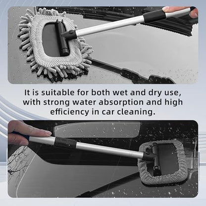 Car Windshield Cleaner, Microfiber Vehicles Window Cleaning Tool with 3PCS Reusable Cloth Pads, Automotive Washing Interior ＆ Exterior Glass Supplies Accessories, Universal Fit (Rectangle) - size: Rectangle